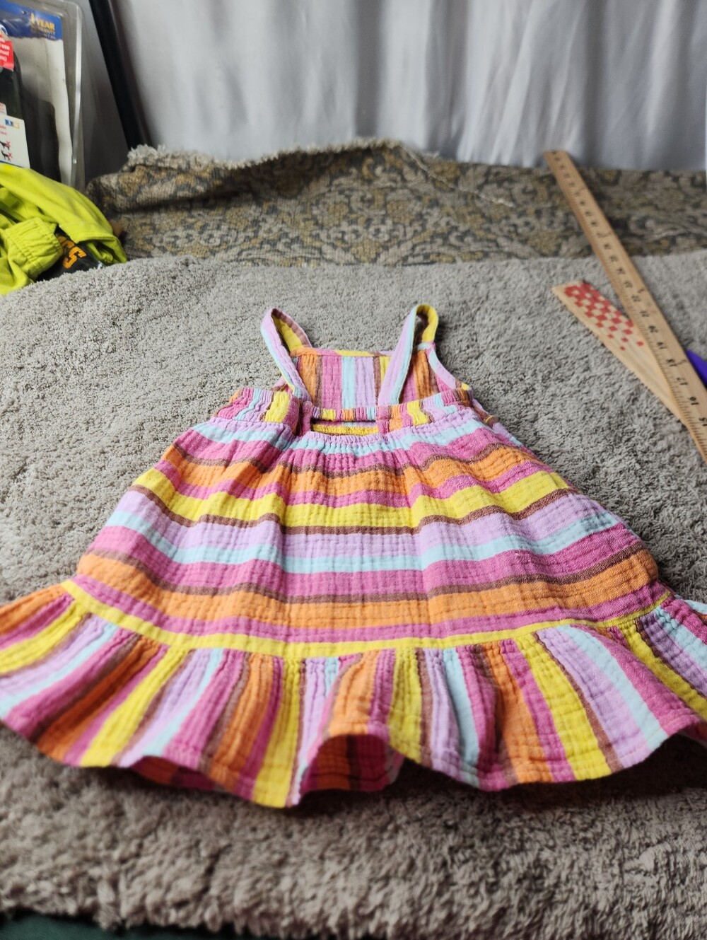 Girls' Colorful Striped Sundress - Pink, Yellow & Orange - Cat & Jack - 2T - Picture 5 of 9